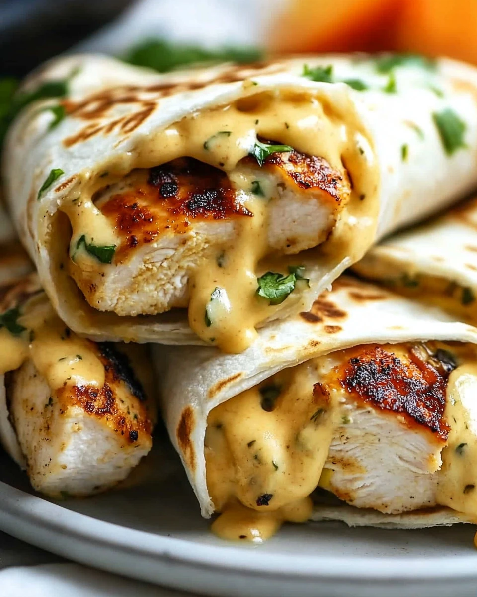 Cheesy Garlic Chicken Wraps