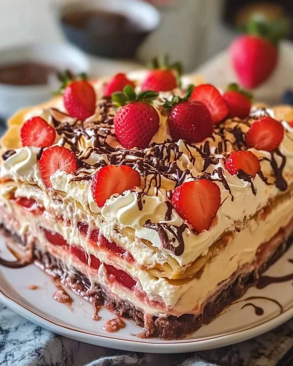No-Bake Strawberry Jello Lasagna